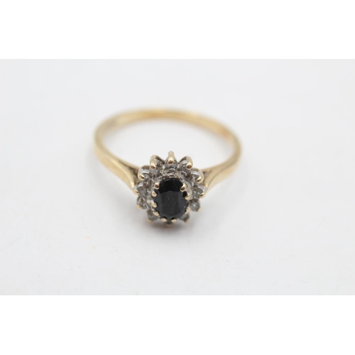 35 - A 9ct gold sapphire and diamond dress ring, size P - approx. gross weight 2.3 grams