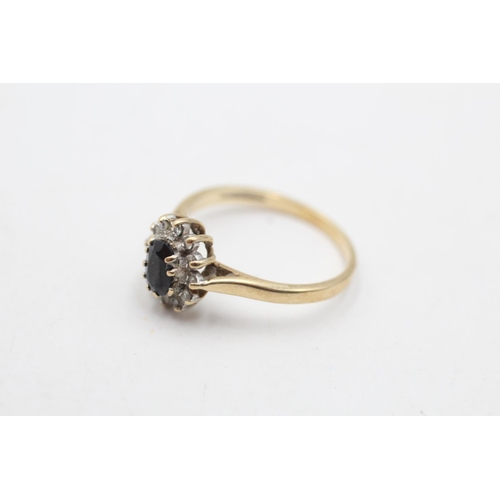 35 - A 9ct gold sapphire and diamond dress ring, size P - approx. gross weight 2.3 grams