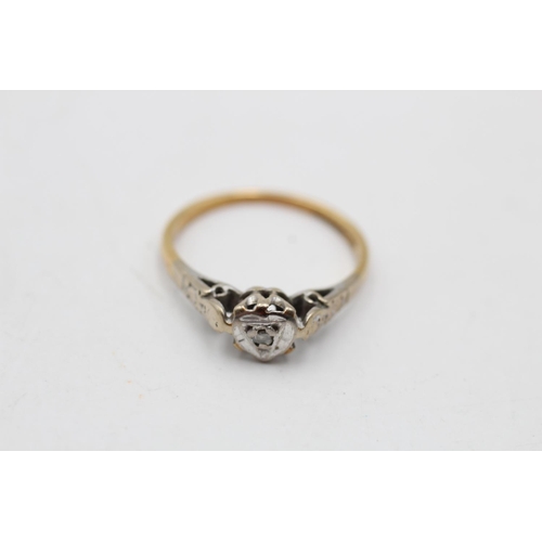 38 - A hallmarked Birmingham 18ct gold diamond set heart ring, size L½ - approx. gross weight 2.3 grams