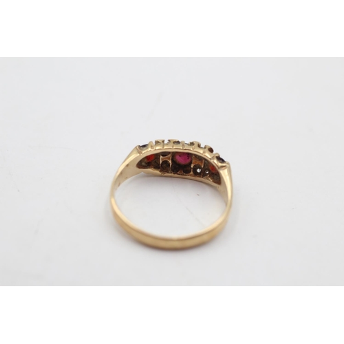 47 - A 9ct gold garnet and clear gemstone gypsy ring, size M - approx. gross weight 2.1 grams