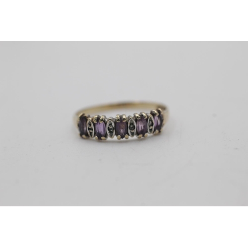 48 - Two 9ct gold gemstone and diamond dress rings, one amethyst size M½ and one hallmarked London sapphi... 