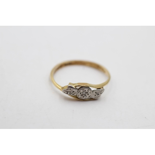 5 - An 18ct gold and platinum diamond trilogy bypass ring, size L½ - approx. gross weight 1.8 grams