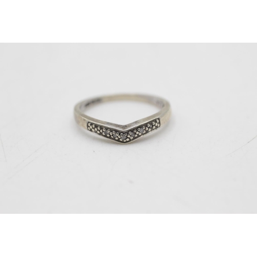 50 - Two pieces of 9ct white gold diamond jewellery, one hallmarked Sheffield wishbone ring size O and on... 