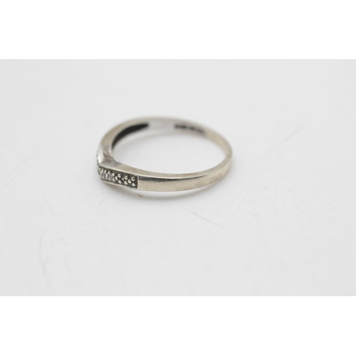 50 - Two pieces of 9ct white gold diamond jewellery, one hallmarked Sheffield wishbone ring size O and on... 