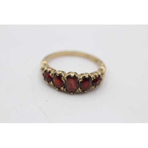 55 - A hallmarked Birmingham 9ct gold five stone garnet gypsy ring, size P - approx. gross weight 2.9 gra... 