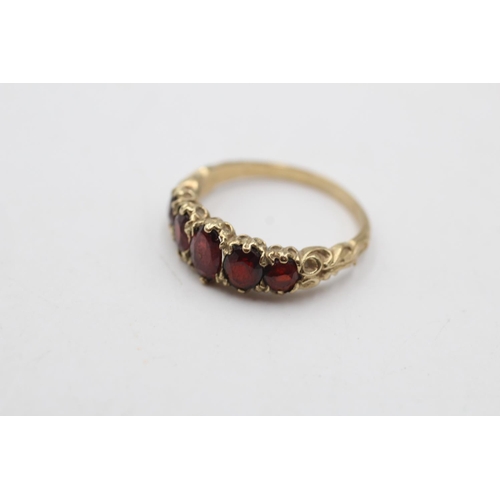 55 - A hallmarked Birmingham 9ct gold five stone garnet gypsy ring, size P - approx. gross weight 2.9 gra... 