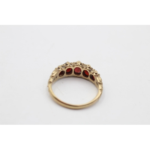 55 - A hallmarked Birmingham 9ct gold five stone garnet gypsy ring, size P - approx. gross weight 2.9 gra... 