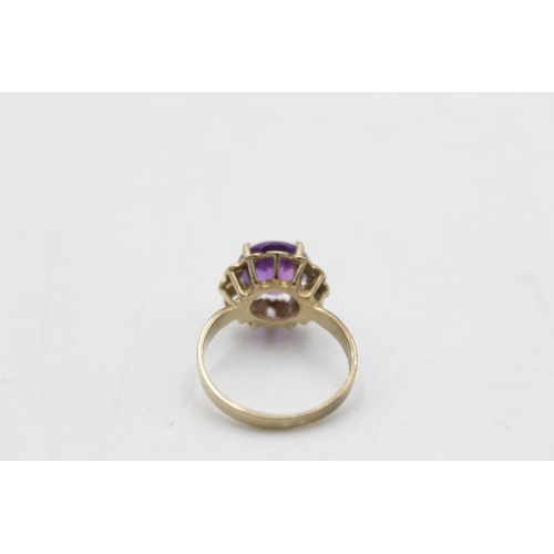 63 - A 9ct gold amethyst dress ring - approx. gross weight 2.9 grams