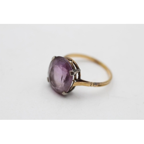 71 - A 9ct gold amethyst cocktail ring, size R½ - approx. gross weight 3.7 grams