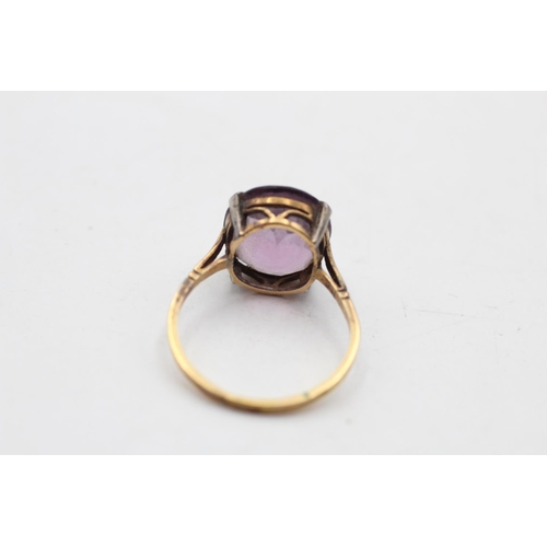 71 - A 9ct gold amethyst cocktail ring, size R½ - approx. gross weight 3.7 grams