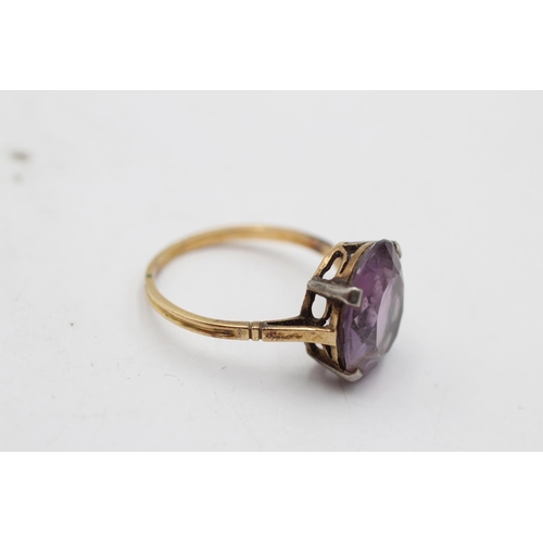 71 - A 9ct gold amethyst cocktail ring, size R½ - approx. gross weight 3.7 grams