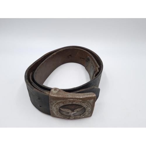 292 - An original WWII German aluminium Luftwaffe EM/NCO buckle and leather combat belt