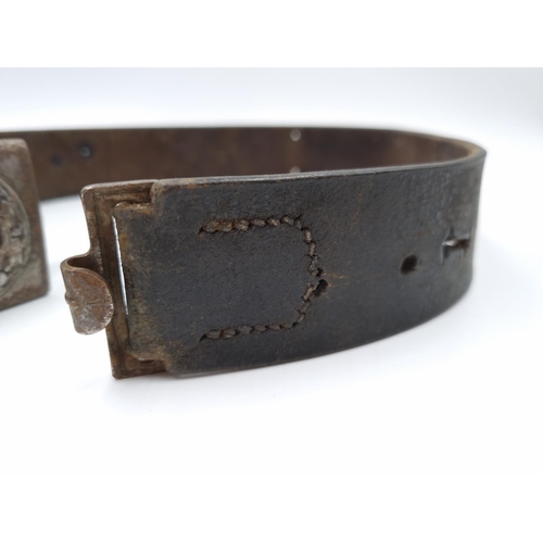 292 - An original WWII German aluminium Luftwaffe EM/NCO buckle and leather combat belt