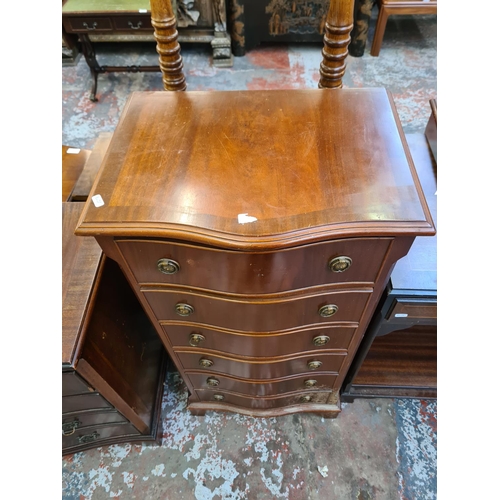 1014 - Two items, one Cameo Furniture mahogany serpentine chest of six drawers - approx. 104cm high x 51cm ... 