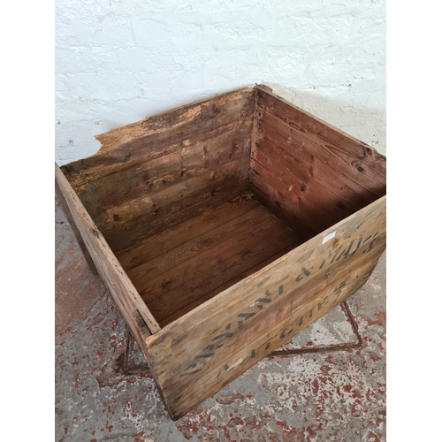 1021A - An antique pine crate impressed Bryant & May's Matches - approx. 50cm high x 78cm wide x 64cm deep