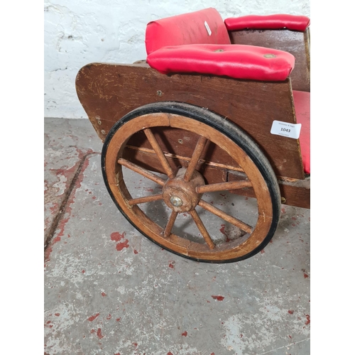 1043 - A mid 20th century child's pedal horse and cart - approx. 63cm high x 45cm wide x 100cm deep