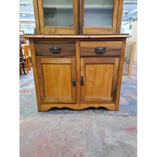 1076 - An Edwardian satinwood dresser - approx. 211cm high x 107cm wide x 45cm deep