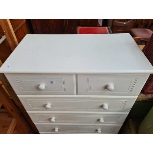 1101 - A modern white laminate chest of five drawers - approx. 118cm high x 83cm wide x 45cm deep