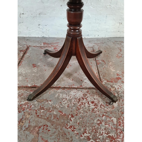 1119 - A Bevan Funnell Reprodux mahogany drop leaf pedestal dining table - approx. 75cm high x 82cm wide x ... 