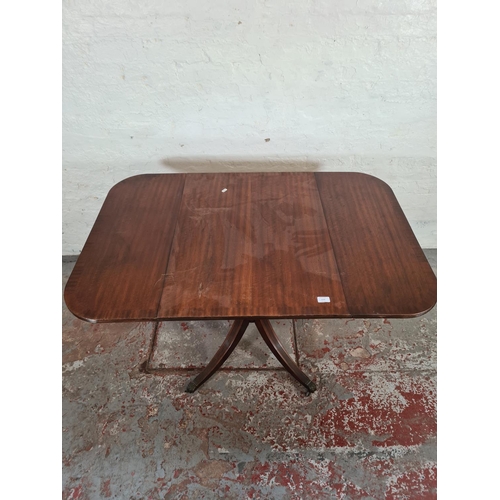 1119 - A Bevan Funnell Reprodux mahogany drop leaf pedestal dining table - approx. 75cm high x 82cm wide x ... 