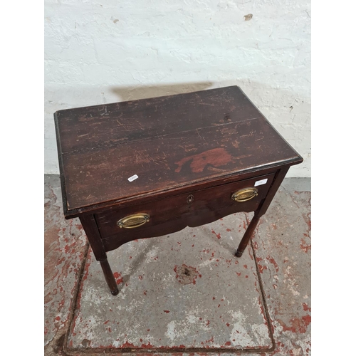 1130 - An antique oak single drawer side table - approx. 61cm high x 63cm wide x 39cm deep