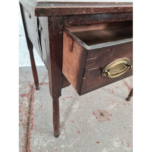 1130 - An antique oak single drawer side table - approx. 61cm high x 63cm wide x 39cm deep