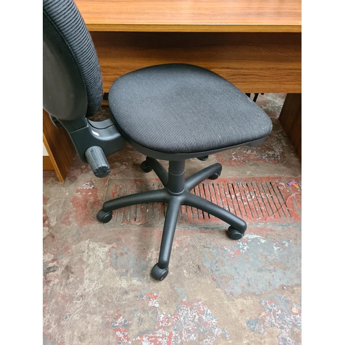 1170 - Two items of office furniture, one teak effect desk - approx. 74cm high x 132cm wide x 67cm deep and... 