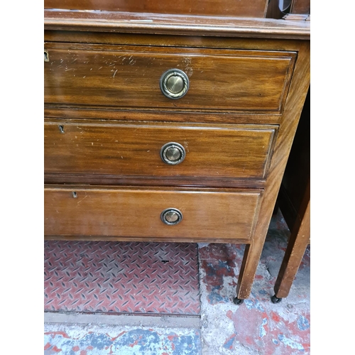 1177 - An Edwardian mahogany chest of three drawers with carved splashback - approx. 94cm high x 106cm wide... 