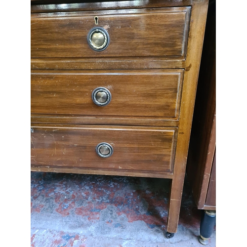 1178 - An Edwardian mahogany dressing chest with upper bevelled edge mirror, two short drawers and two long... 