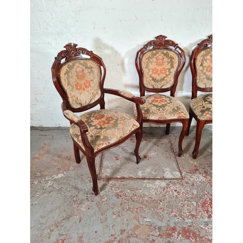 1181 - A set of four 19th century style mahogany and floral upholstered dining chairs