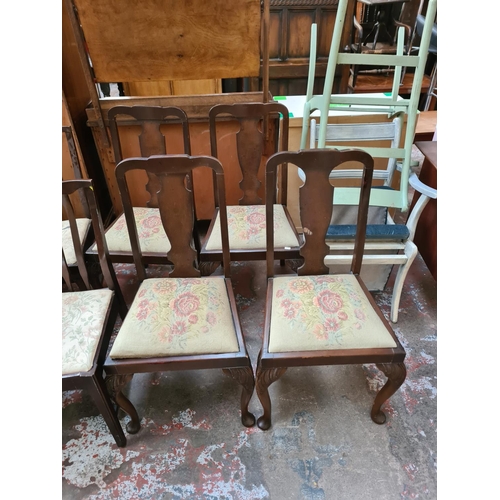 1187 - Fourteen assorted dining chairs to include four Stag, Arts and Crafts white painted carver etc.