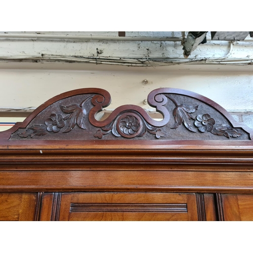 1195 - An Edwardian mahogany mirror door wardrobe with lower drawer - approx. 214cm high x 116cm wide x 45c... 