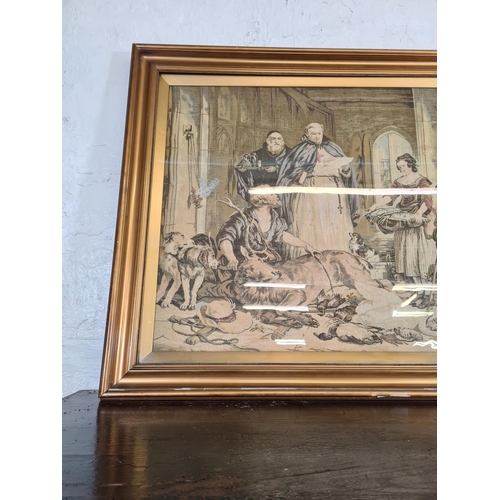 1211 - A gilt framed embroidery signed lower right - approx. 102cm x 82cm