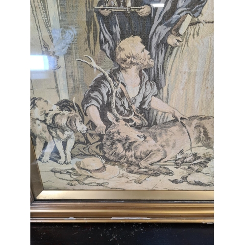 1211 - A gilt framed embroidery signed lower right - approx. 102cm x 82cm