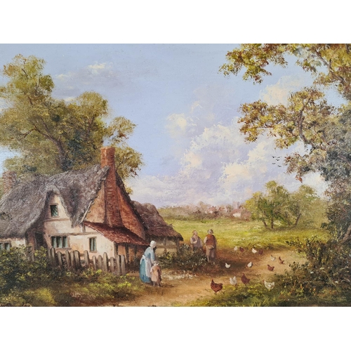 1226 - A framed oil on canvas of a cottage scene signed K. Douglas - approx. 54cm wide x 44cm deep