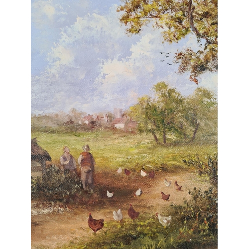 1226 - A framed oil on canvas of a cottage scene signed K. Douglas - approx. 54cm wide x 44cm deep