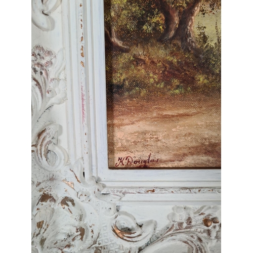 1227 - A framed oil on canvas of a cottage scene signed K. Douglas - approx. 54cm wide x 44cm deep