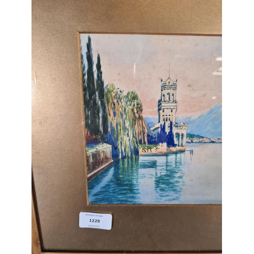 1228 - An antique gilt framed Italian watercolour signed lower right - approx. 46.5cm wide x 33.5cm high