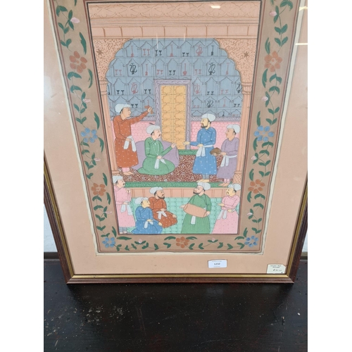 1232 - A framed Indian silk painting - approx. 63cm high x 48cm wide