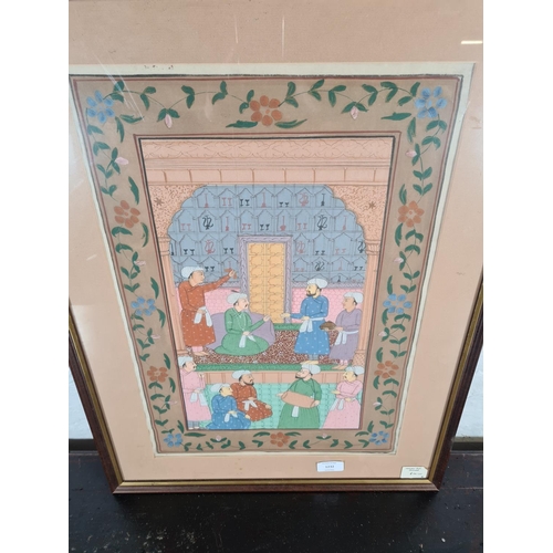 1232 - A framed Indian silk painting - approx. 63cm high x 48cm wide