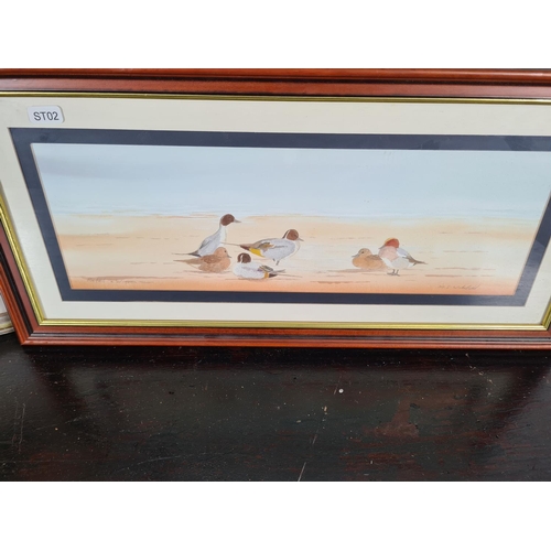 1234 - Two framed pictures, one Pintail and Wigeon watercolour signed M. S. Wakefield - approx. 29cm high x... 