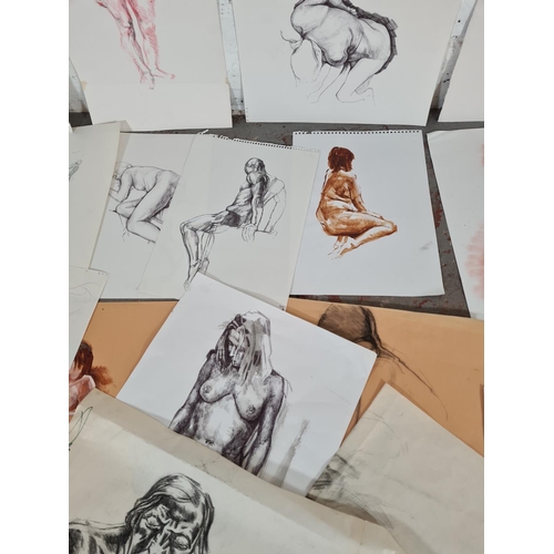 1237 - A collection of various nude paintings and drawings by local artist J. B. Hull