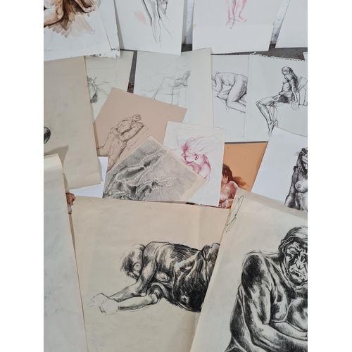 1237 - A collection of various nude paintings and drawings by local artist J. B. Hull