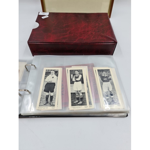 586 - A collection of vintage cigarette cards and photographs to include 1930s Topical Times Stars of Toda... 