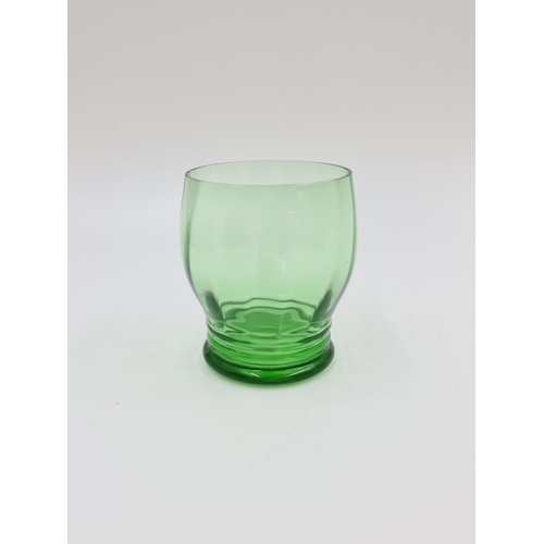 489 - A collection of vintage green glassware to include seven piece uranium glass drinking set comprising... 