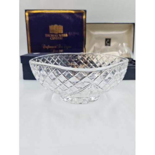 501 - Three boxed items of glassware, one Thomas Webb 21cm crystal bowl, one pair of Nation Power whiskey ... 