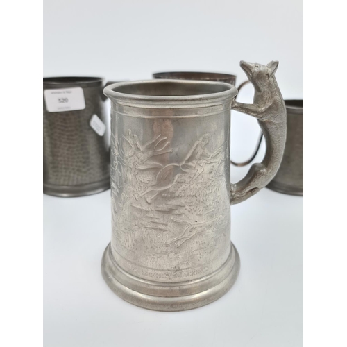 520 - Six EPNS and pewter tankards