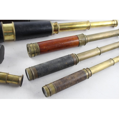 1278 - Eight assorted antique telescopes to include three draw, T. Harris & Son London etc.