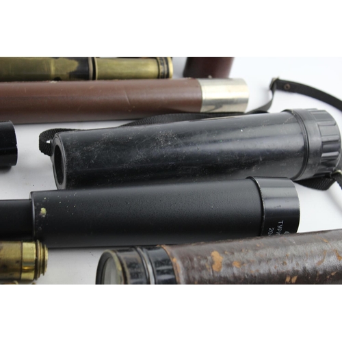 1280 - Fifteen assorted vintage telescopes to include N & B Ltd. 'Petrel' x25-x40, cased Russian Typnct-3 2... 