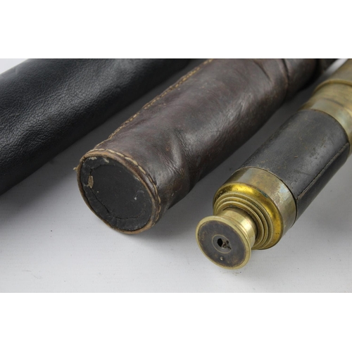 1282 - Four antique brass telescopes to include S. P. Cohen of Glasgow - approx. 36